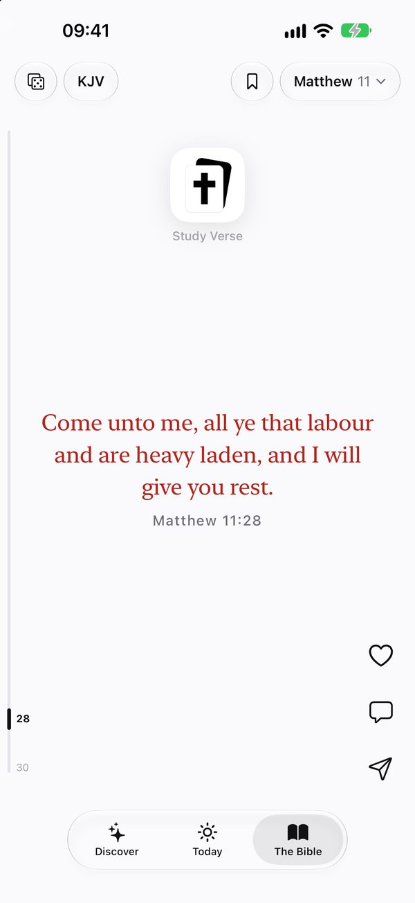 A verse from Matthew 11 in the reader